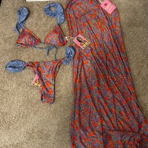 Strawberry milk mob bikini & cover up skirt